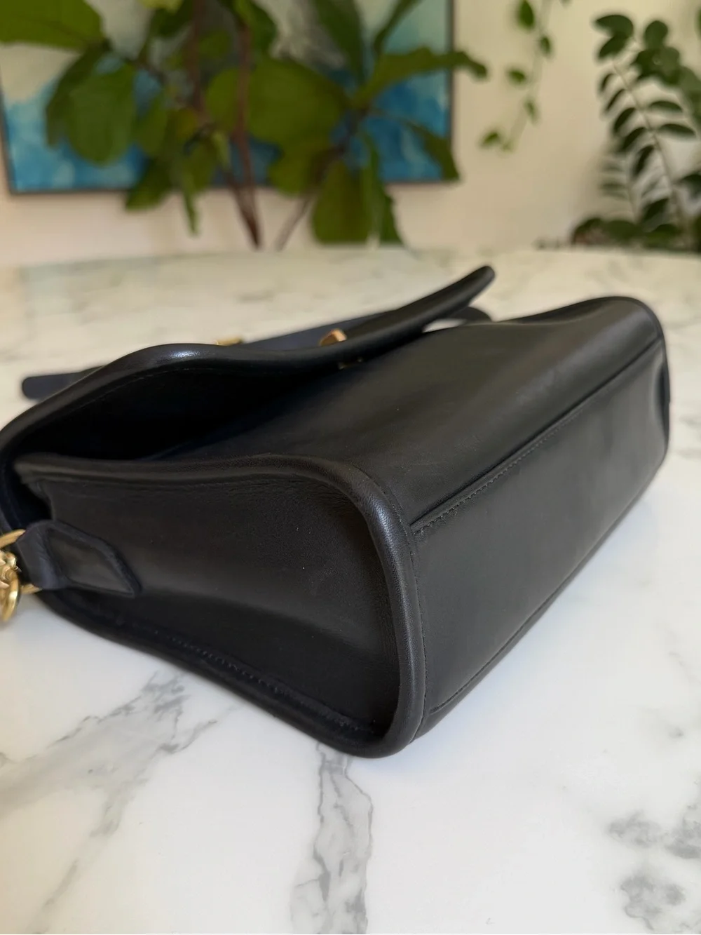 Coach Vintage Court Turnlock Leather Crossbody Shoulder Bag 9870 Black 90's Y2K